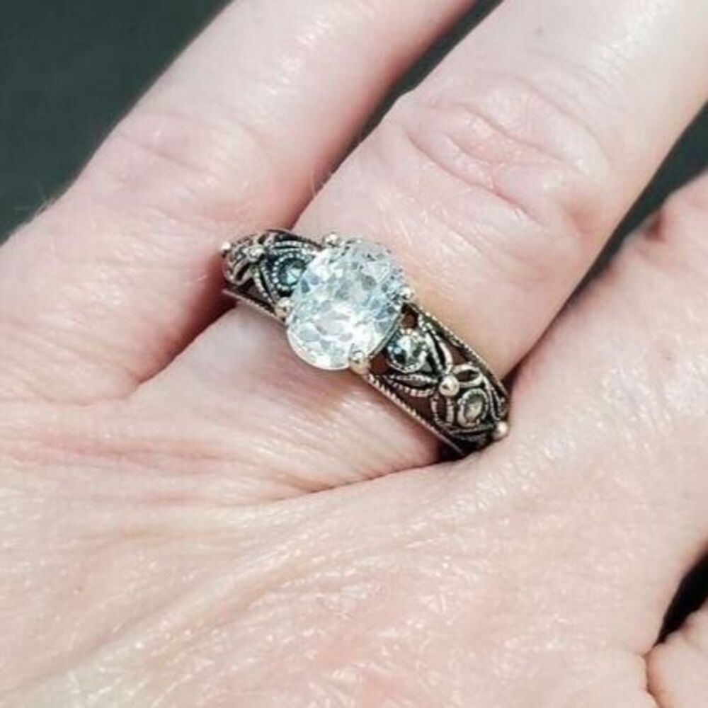 RJ Graziano sterling silver oval CZ ring size 5